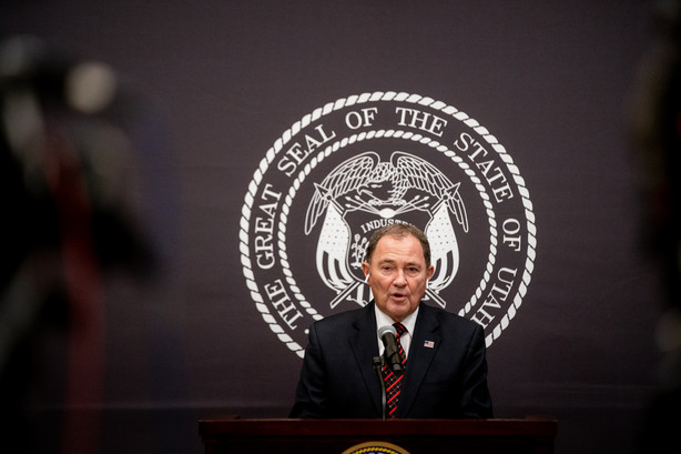 Gov. Gary Herbert speaks during his monthly news conference at the Capitol in Salt Lake City on Thursday, Nov. 19, 2020.