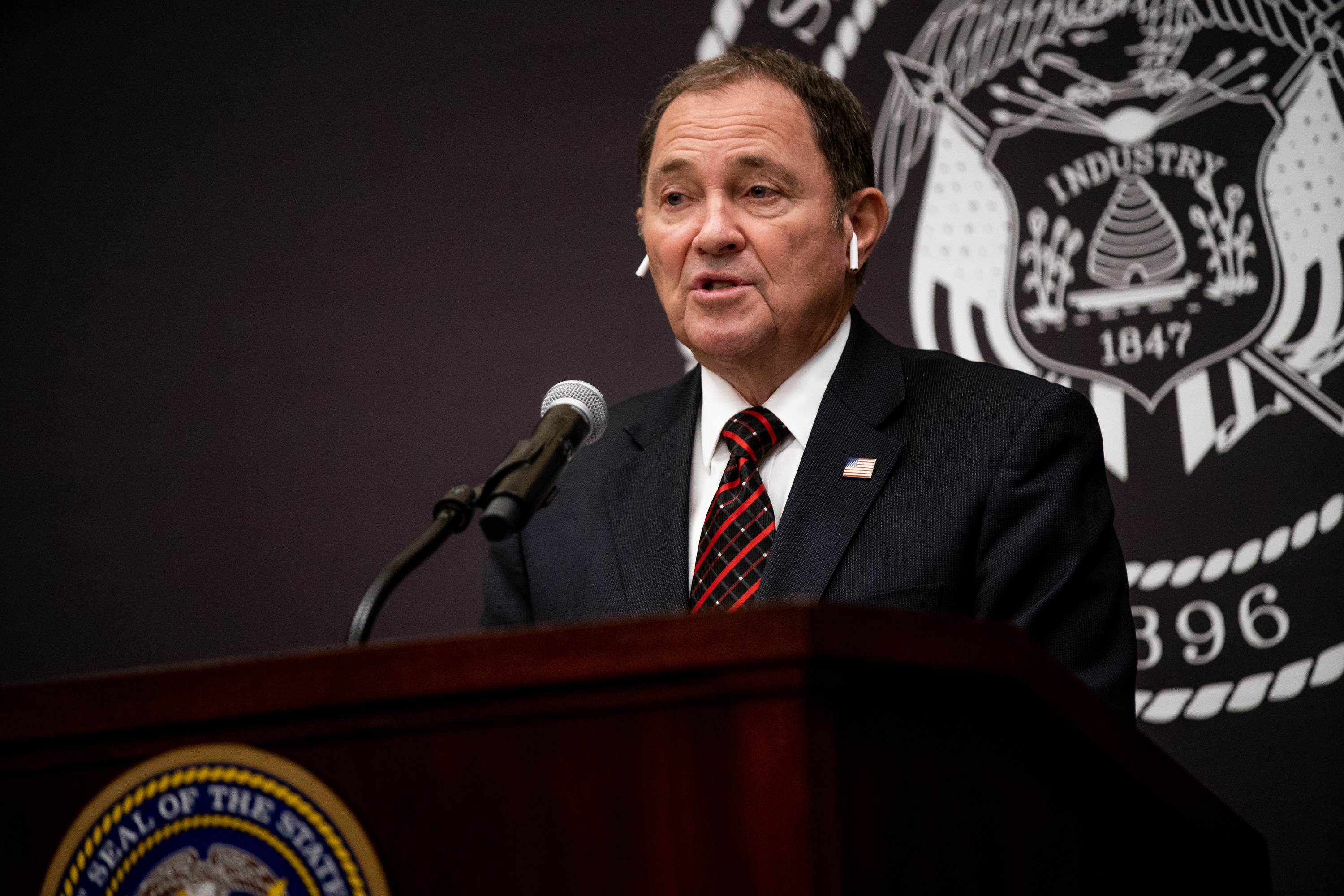 Gov. Gary Herbert speaks during his monthly news conference at the Capitol in Salt Lake City on Thursday, Nov. 19, 2020.