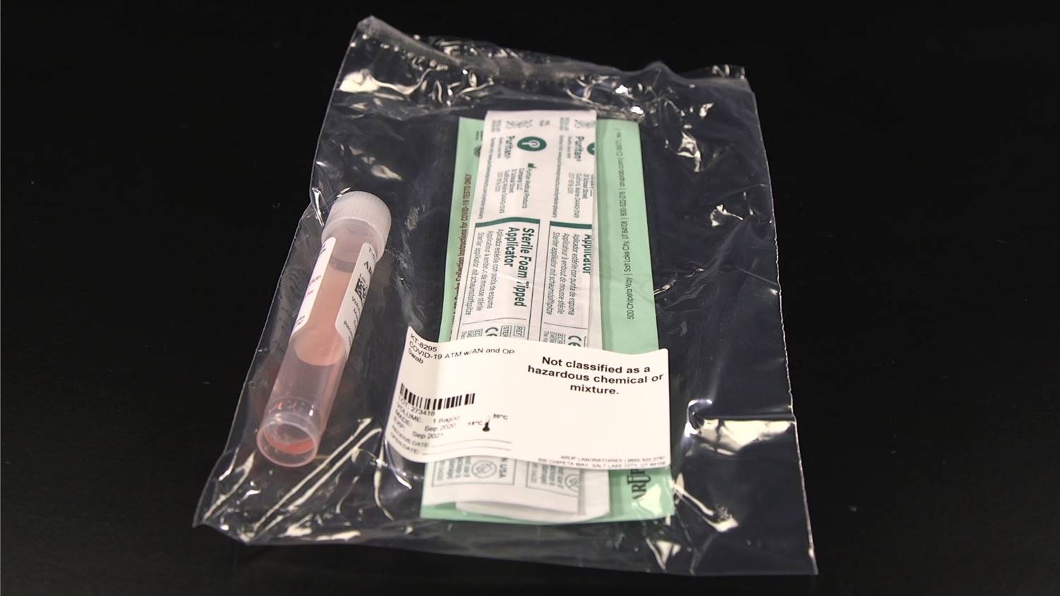 One of the testing kits administered by health care workers.