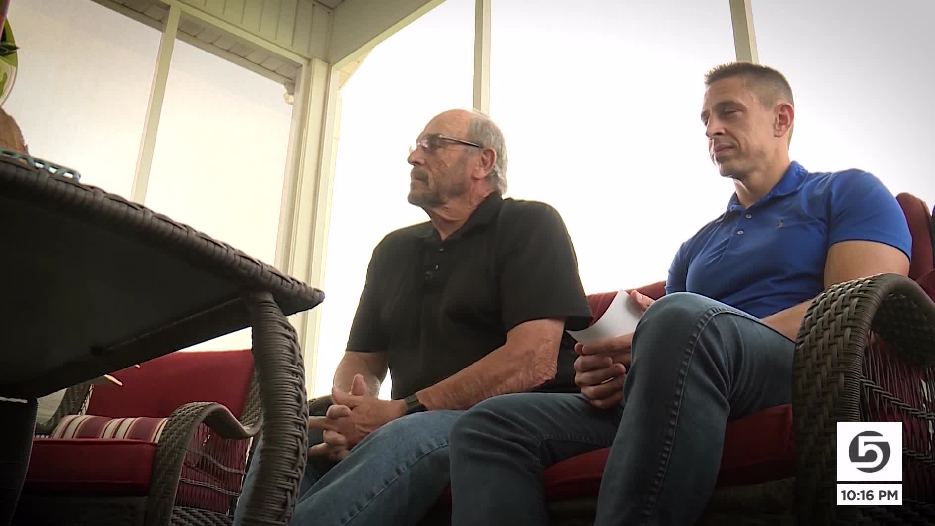 Quintin Hess III, right, was the same age his father was when he died in the two-car crash in 1985 when he recently decided it was time to meet the man who saved his life all those years ago.