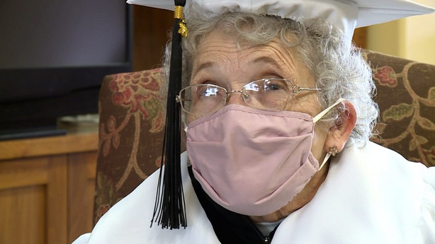 Wilma Degn’s sister, Norma Hancey, who also received her high school diploma in 2020.