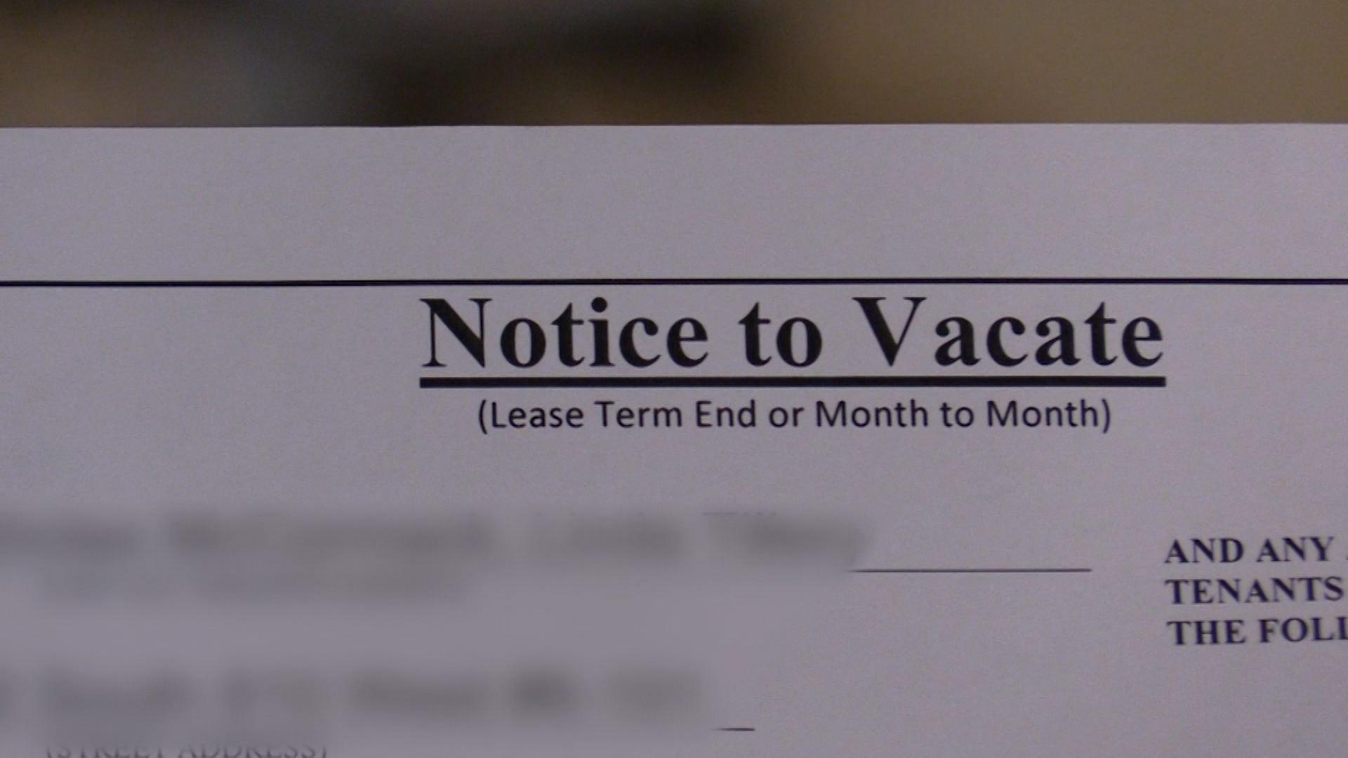 Nic McCormack received a notice to vacate his apartment as his lease is up.