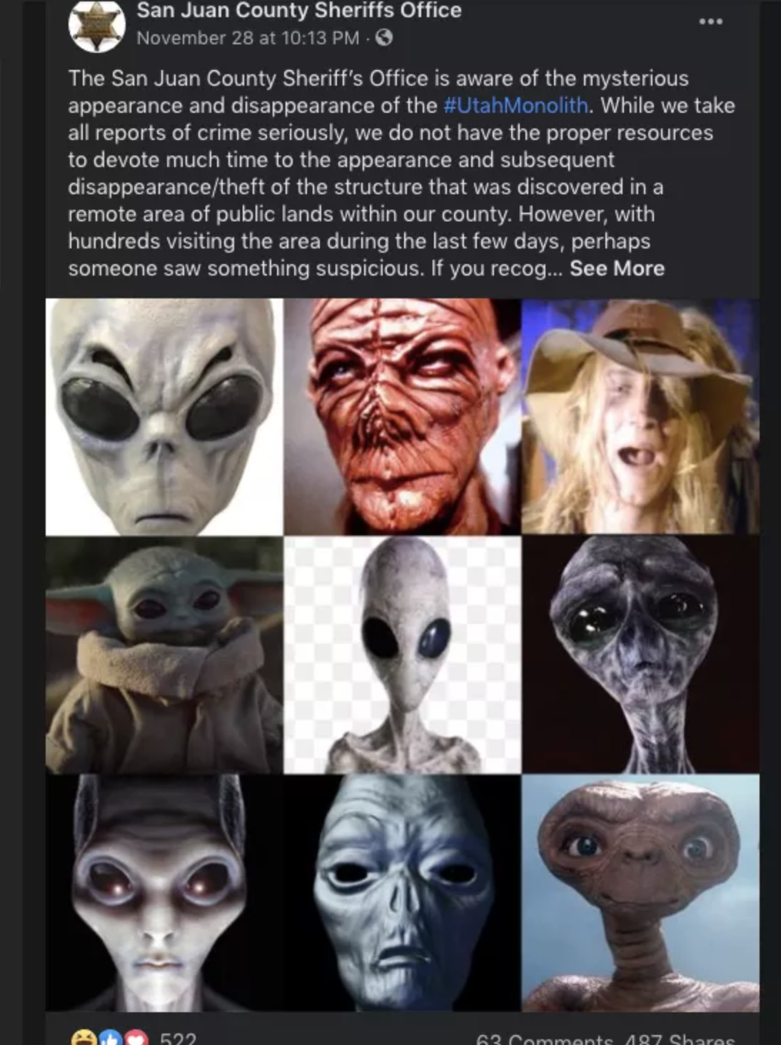 A Facebook post by the San Juan County Sheriff’s Office.