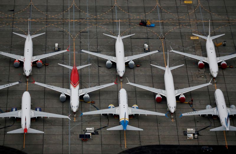 FILE PHOTO: Grounded Boeing 737 MAX aircraft are seen parked at Boeing facilities at Grant County International Airport in Moses Lake, Washington, U.S. November 17, 2020.  REUTERS/Lindsey Wasson/File Photo