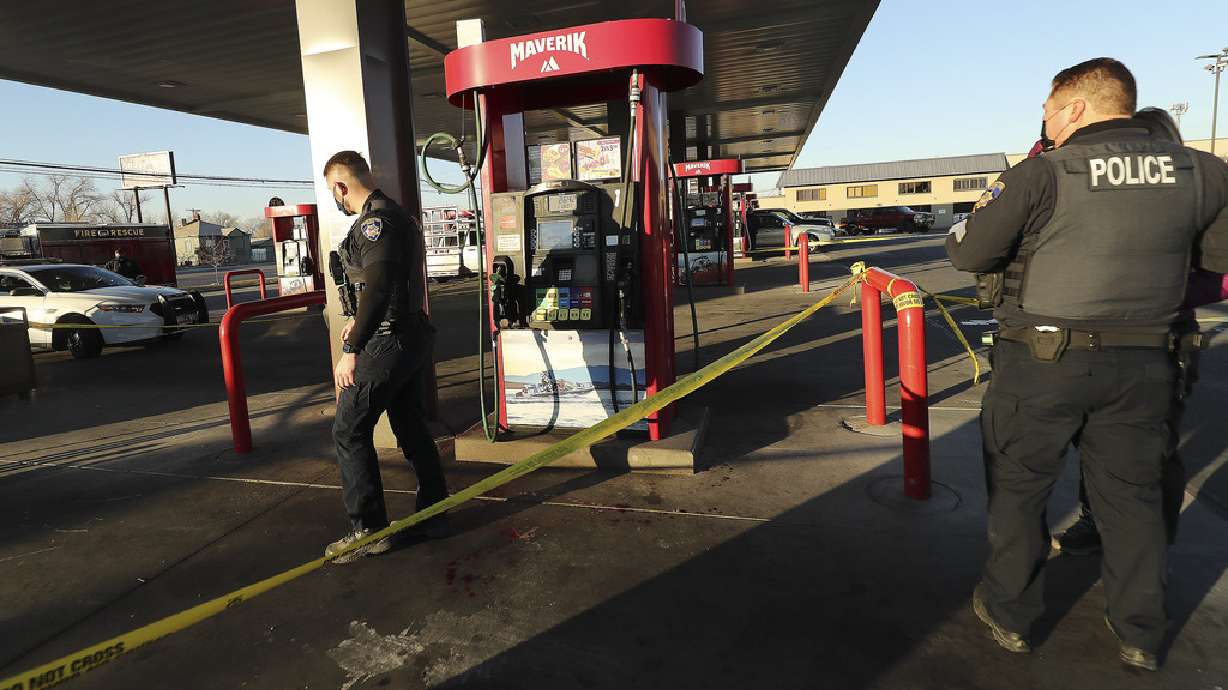 South Salt Lake police investigate a shooting at a Maverik, 3260 S. West Temple, on Friday, Dec. 4, 2020.