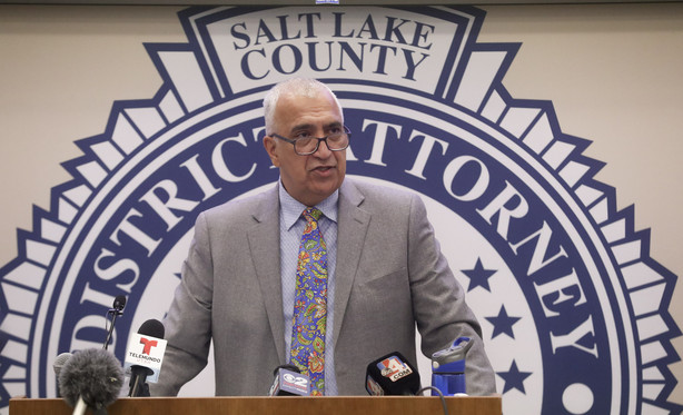 Salt Lake County District Attorney Sim Gill answers questions about an officer-involved shooting in July during a press briefing at the district attorney's office building in Salt Lake City on Friday, Dec. 4, 2020. Gill announced Salt Lake police officers Seyedsherwin Mansourbeigi and Dorothy Rose Wilde were legally justified in using deadly force when they shot and killed a man holding a knife to the throat of another man in front of a grocery store on July 26, 2020.
