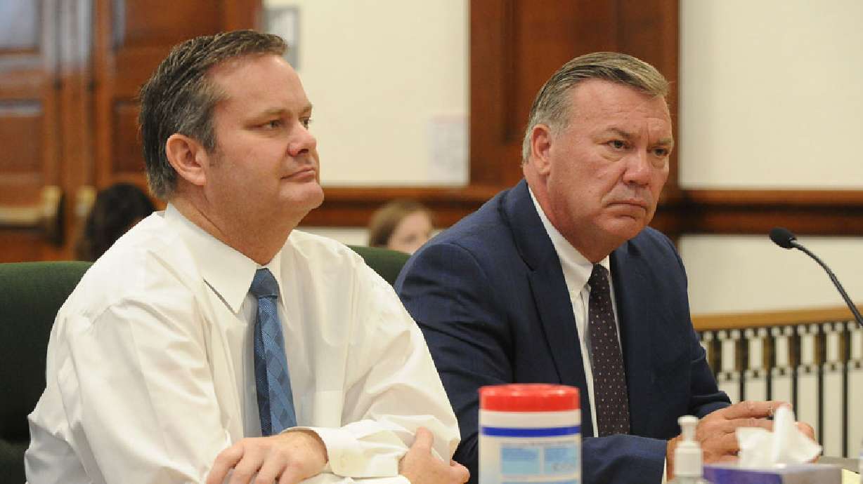 Chad Daybell with his defense attorney John Prior at the Fremont County Courthouse in Idaho. Daybell’s trial is officially moving to Ada County after the Idaho Supreme Court approved the change of venue Wednesday.
