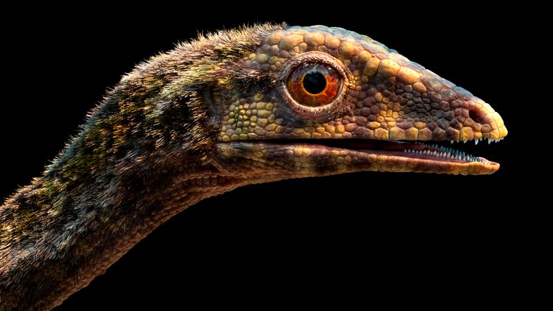 The head of Ixalerpeton, a Triassic Period reptile from a group called Lagerpetidae that once inhabited Brazil, is seen in this undated artist's rendition.  Rodolfo Nogueira/Handout via REUTERS