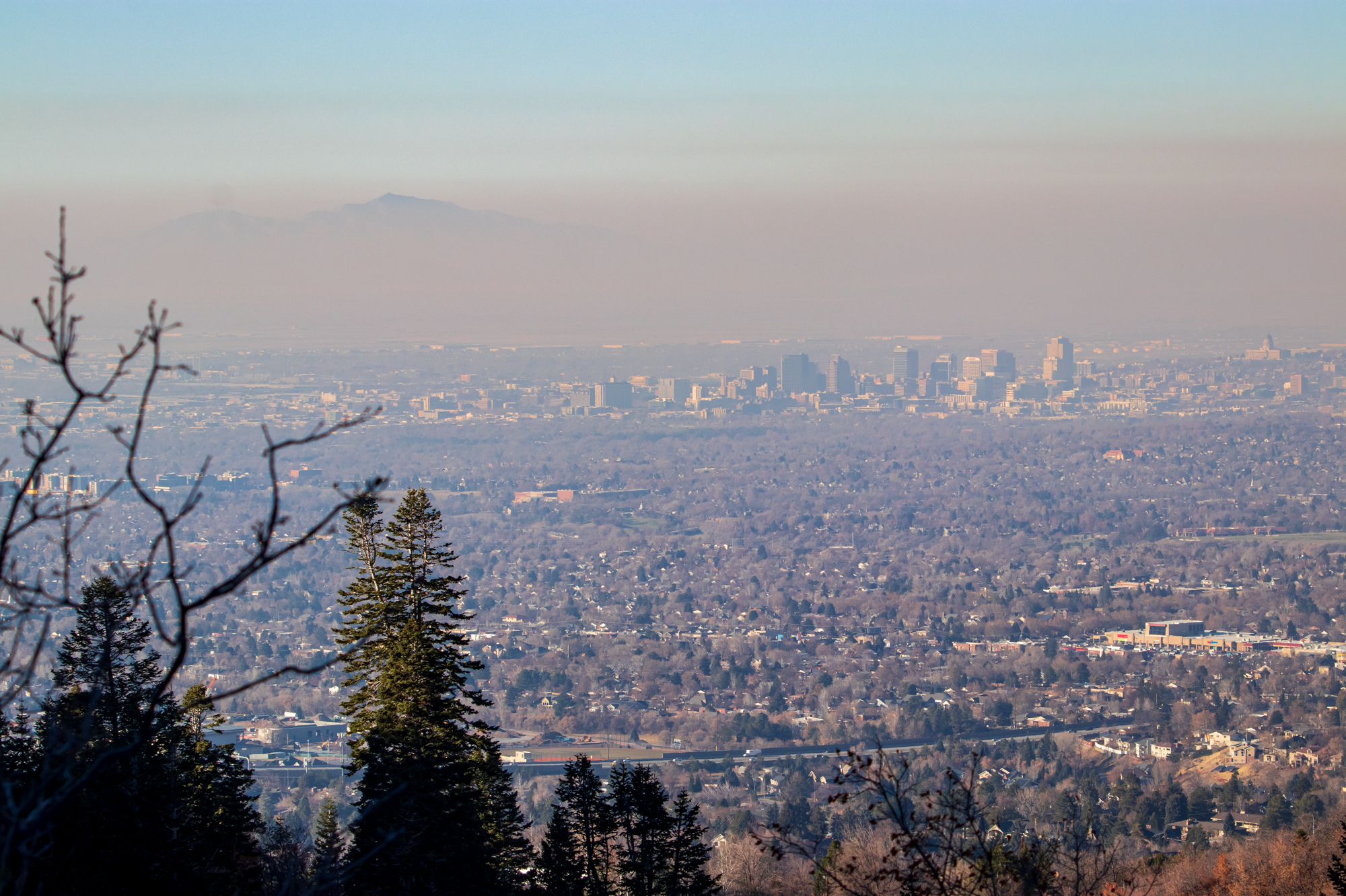 Hazy skies over Salt Lake City on Saturday, Dec. 5, 2020. 