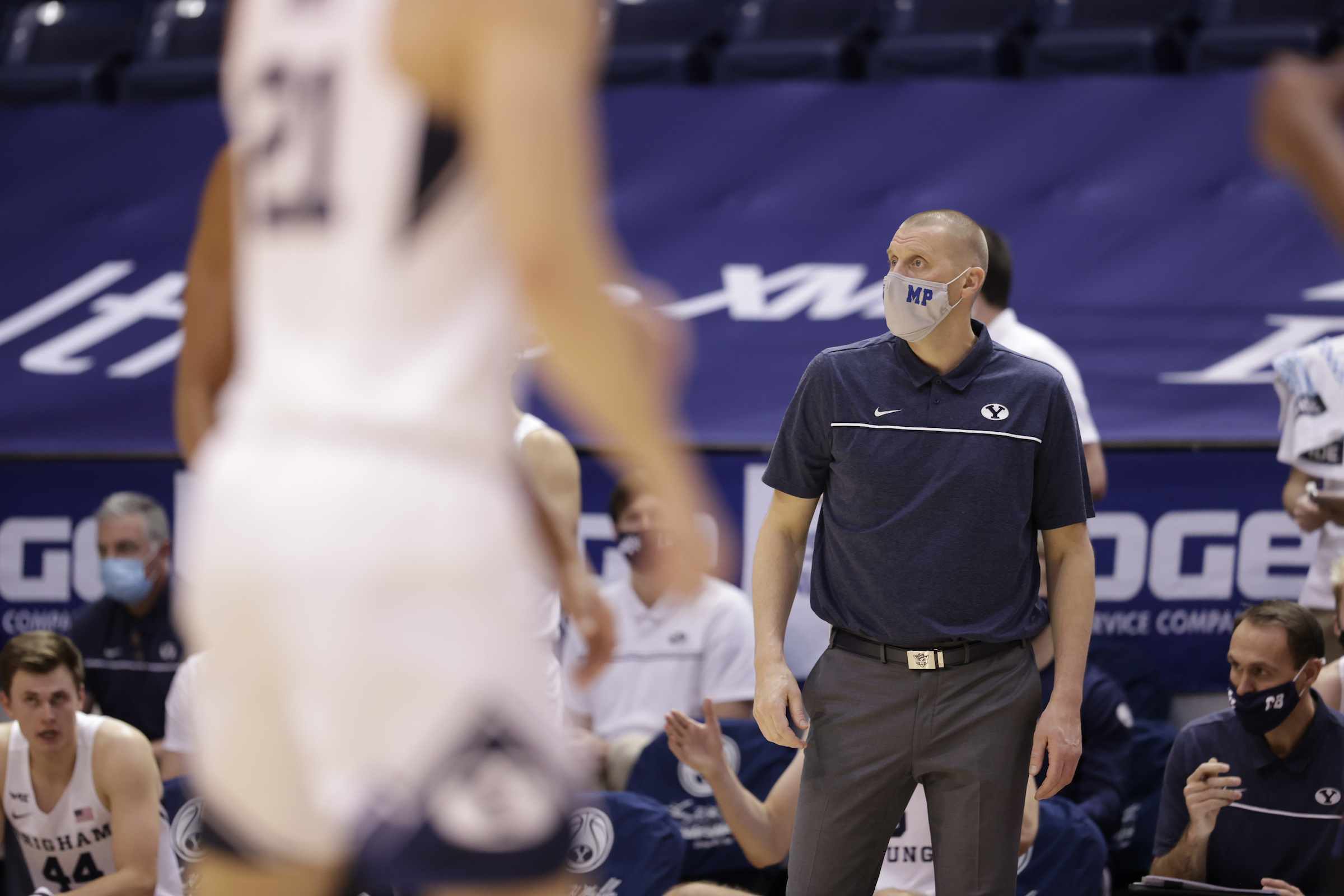 BYU coach Mark Pope during an NCAA college basketball game between BYU and Boise State, Wednesday, Dec. 9, 2020 at the Marriott Center in Provo.