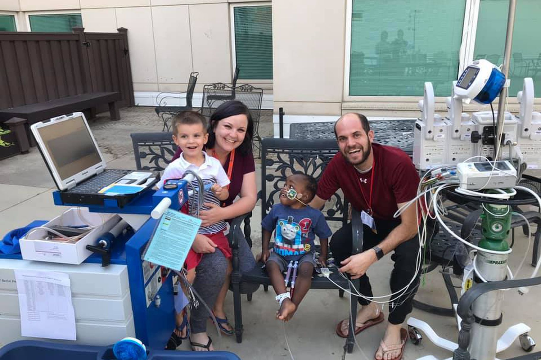 Amanda and Josh Orfanos and their children, Nelson, left, and Gerold. Gerold Orfanos received a heart transplant at Primary Children’s Hospital in Salt Lake City.