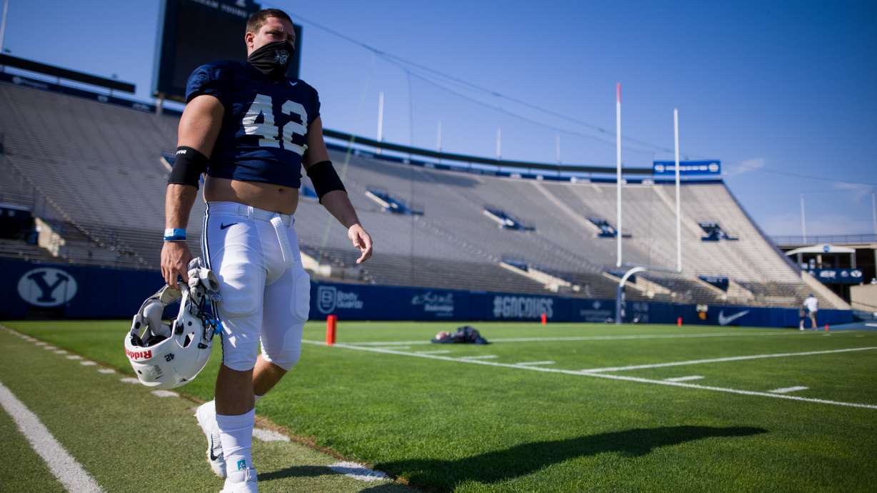 Griffitts, Kyle _W3_5484
20FTB PRAC 8-20
2020 BYU Football Fall Camp - Team Scrimmage in Lavell Edwards Stadium
June 19, 2020
Photo by Jaren Wilkey/BYU
© BYU PHOTO 2020
All Rights Reserved
photo@byu.edu (801)422-7322