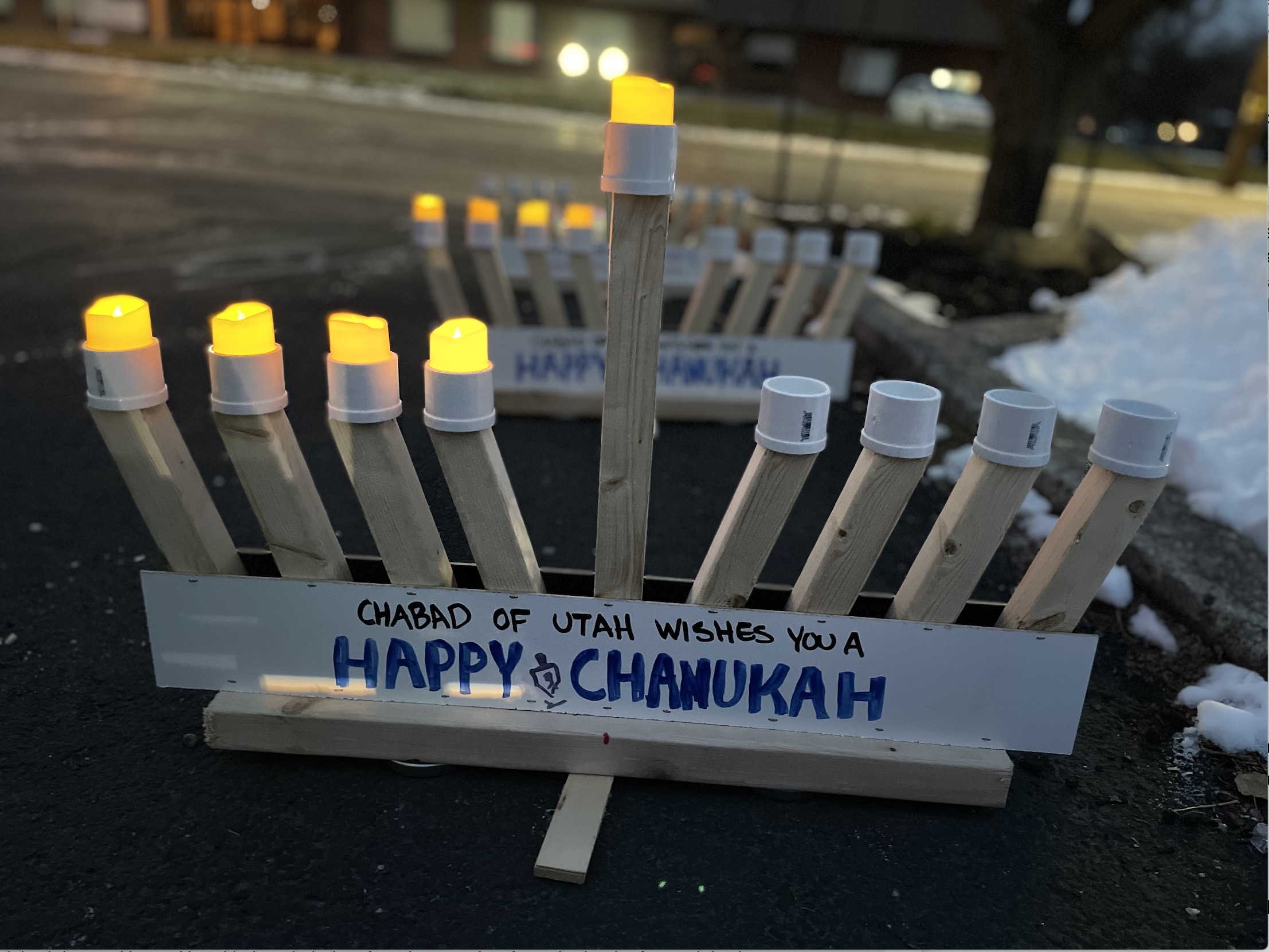 These car menorahs rode atop people's cars as they drove in Chabad Lubavitch of Utah's first-ever car menorah parade to celebrate the fourth night of Hanukkah on Sunday, Dec. 13, 2020.