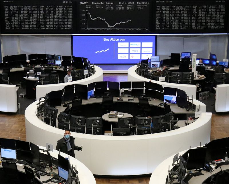 FILE PHOTO: The German share price index DAX graph is pictured at the stock exchange in Frankfurt, Germany, December 11, 2020. REUTERS/Staff