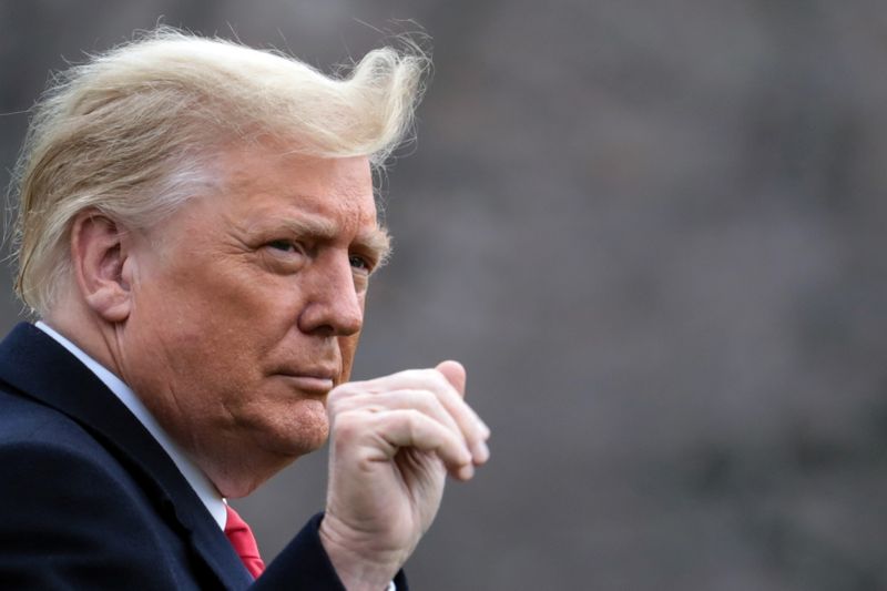 FILE PHOTO: U.S. President Donald Trump departs on travel to West Point, New York from the South Lawn at the White House in Washington, U.S., December 12, 2020. REUTERS/Cheriss May