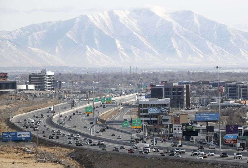Traffic moves along I-15 in Lehi on Wednesday, Dec. 16,
2020. The Utah Department of Transportation’s three-year Technology
Corridor project brought major revisions to I-15, interchanges and
surrounding roads from Lehi Main Street to state Route
92.