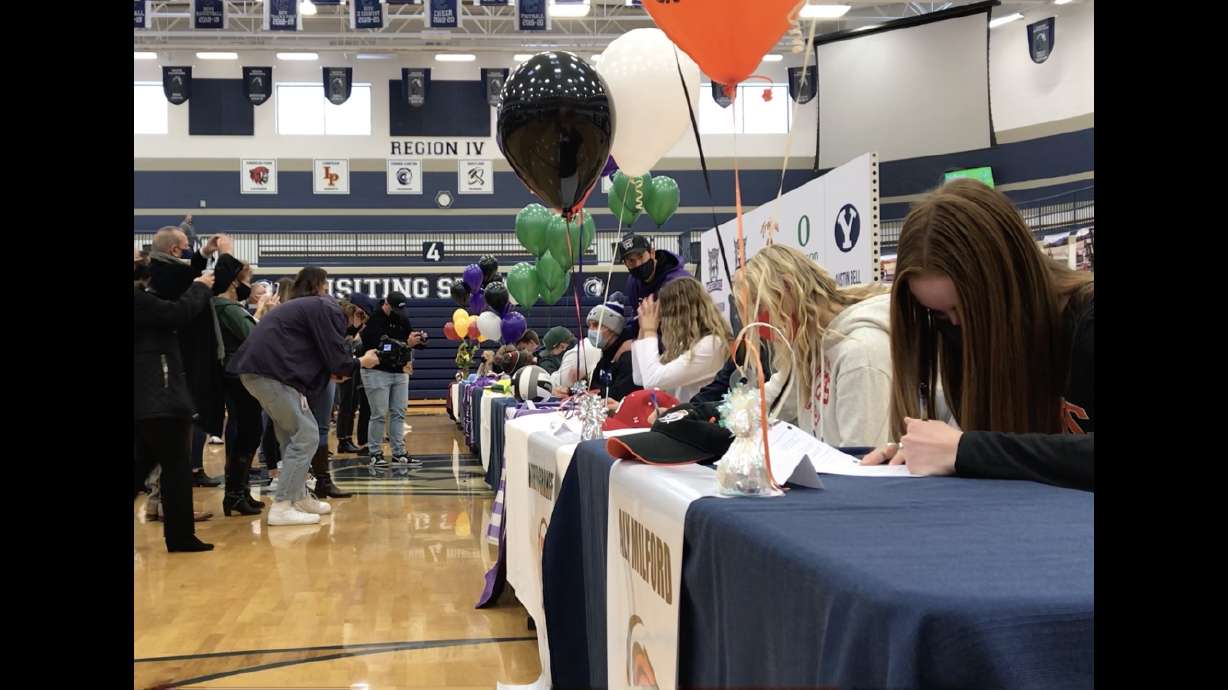 The first day of the NCAA's early signing period at Corner Canyon High School, Wednesday, Dec. 16, 2020 in Draper.