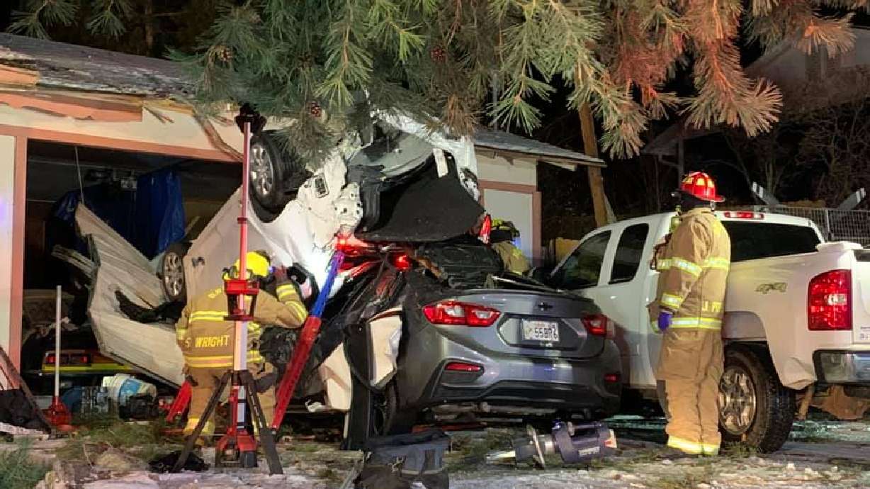 One person died after a car crashed into a Brigham City home on Wednesday, Dec. 16, 2020.