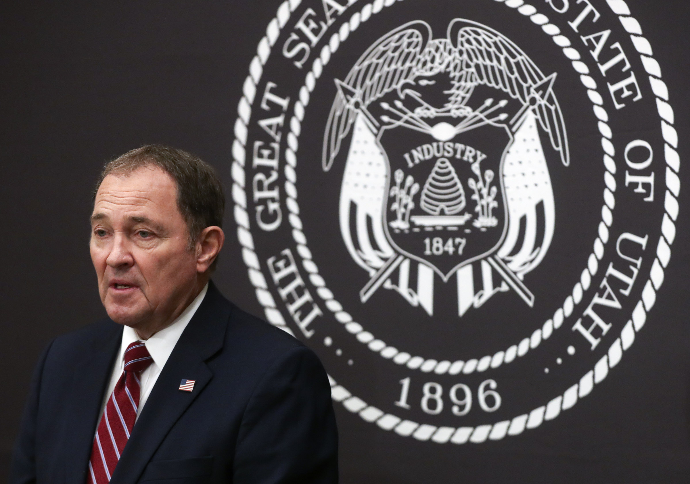 Gov. Gary Herbert talks about the COVID-19 pandemic in Utah during a briefing at the Capitol in Salt Lake City on Thursday, Dec. 17, 2020.