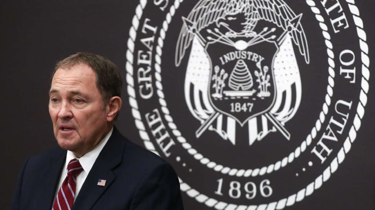 Gov. Gary Herbert talks about the COVID-19 pandemic in Utah during a briefing at the Capitol in Salt Lake City on Thursday, Dec. 17, 2020.