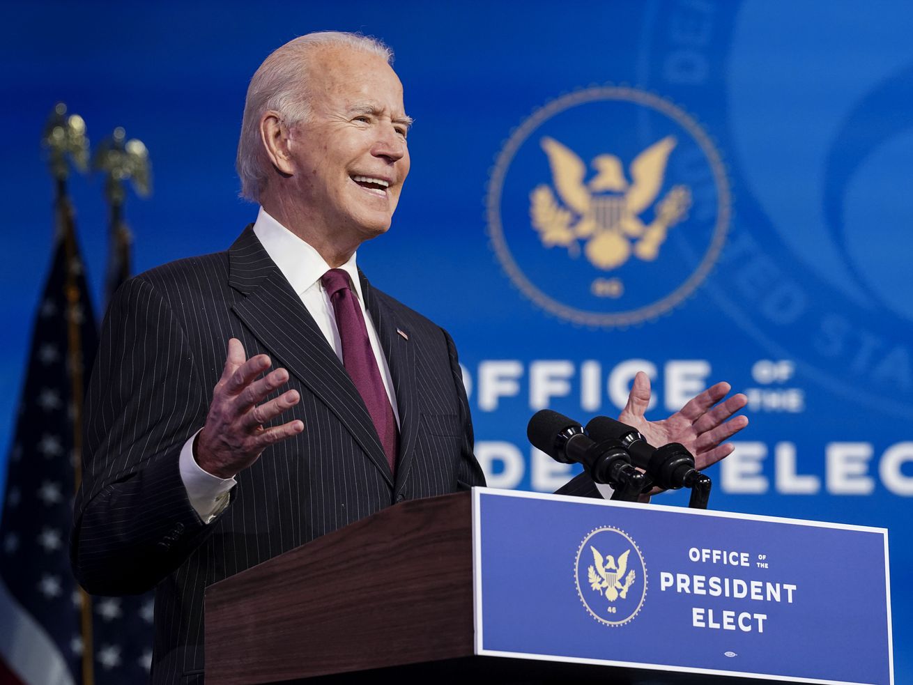 President-elect Joe Biden announces Pete Buttigieg, the
former of South Bend, Ind., as his nominee for transportation
secretary during a news conference at The Queen theater in
Wilmington, Del., Wednesday, Dec. 16, 2020.