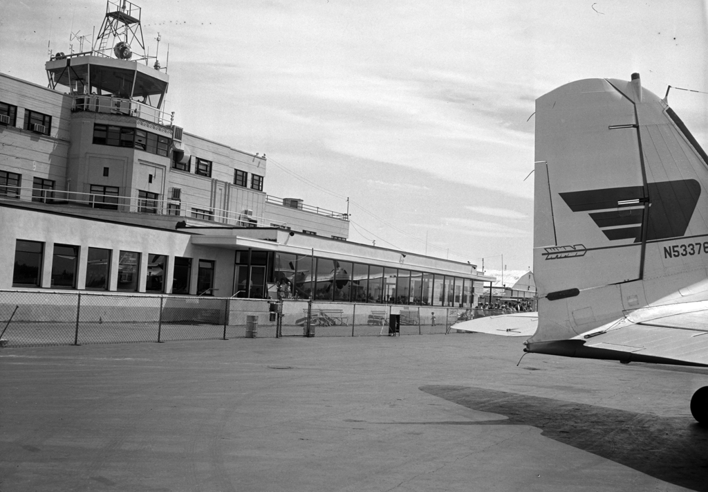 The Salt Lake International Airport's Administration Building is seen in this 1957 photo.