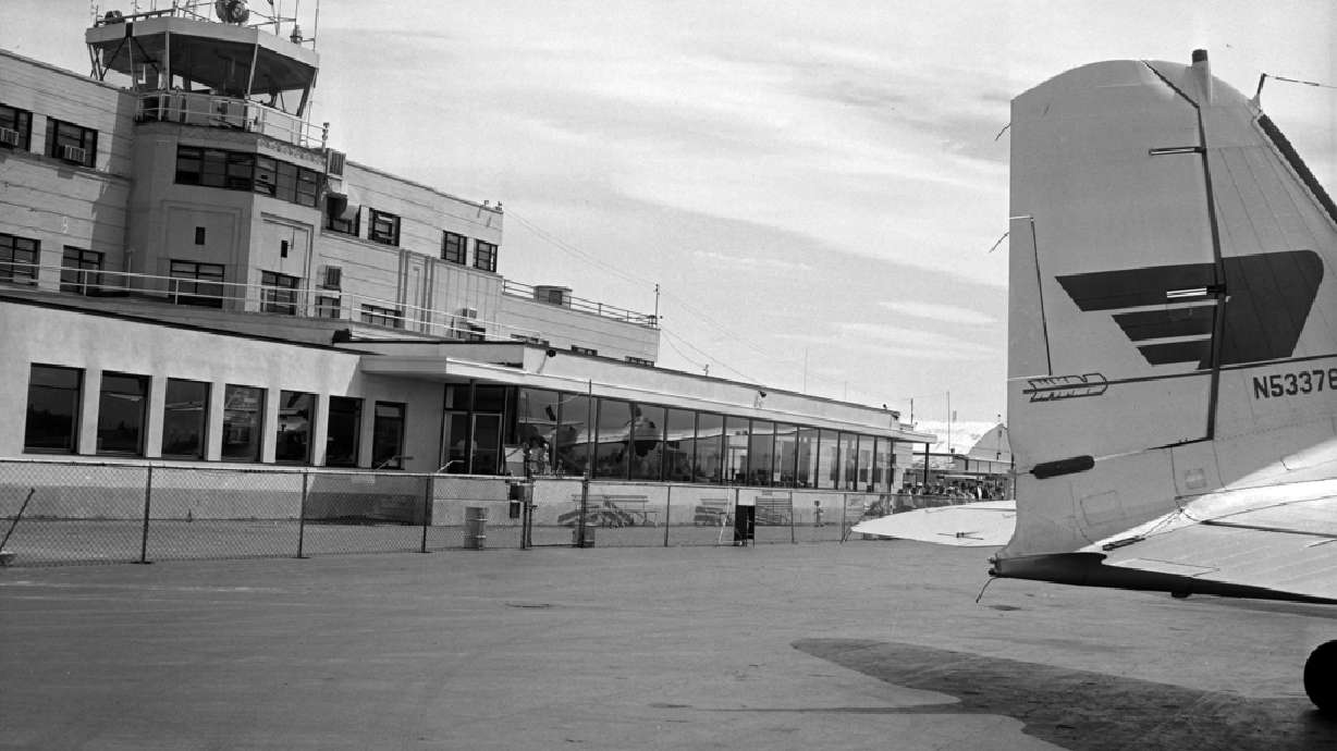 The Salt Lake International Airport's Administration Building is seen in this 1957 photo.