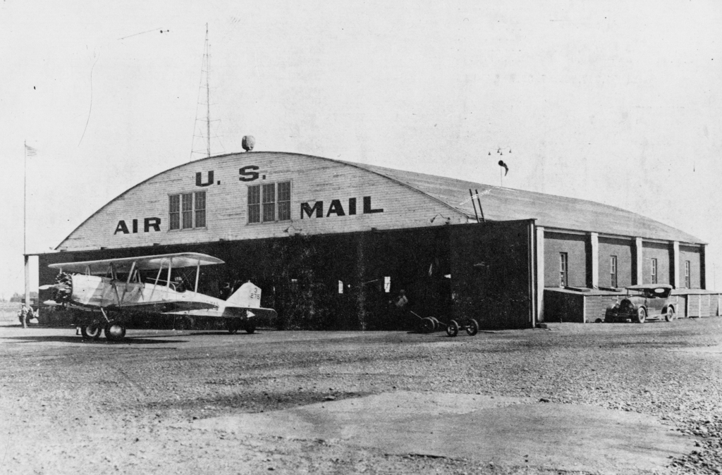 The Salt Lake Municipal Airport’s U.S. Air Mail hanger is pictured in this undated photograph.