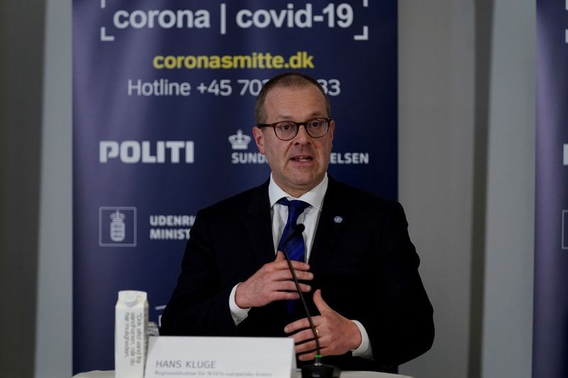 FILE PHOTO: World Health Organisation's Regional Director for Europe Hans Kluge speaks during a news conference about the coronavirus disease (COVID-19) at Eigtveds Pakhus, in Copenhagen, Denmark March 27, 2020. Ritzau Scanpix/via REUTERS
