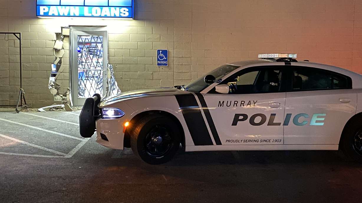 A car rammed into EZ Pawn in Murray Tuesday, Dec. 22, 2020, police say.