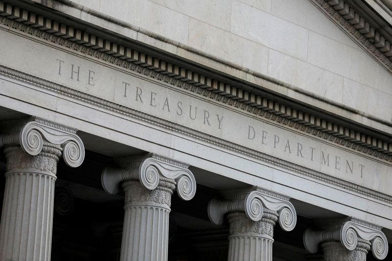 FILE PHOTO: The U.S. Department of the Treasury is seen in Washington, D.C., U.S., August 30, 2020. REUTERS/Andrew Kelly