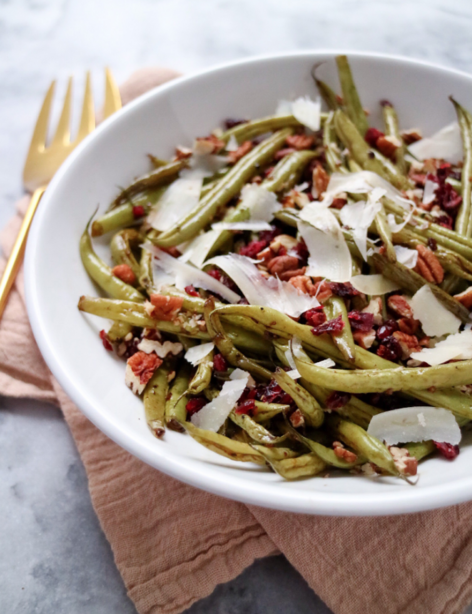 Green Beans with Pecans, Cranberries and Parmesan