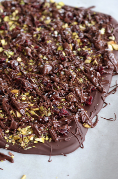 Dark Chocolate Pistachio Cranberry Bark