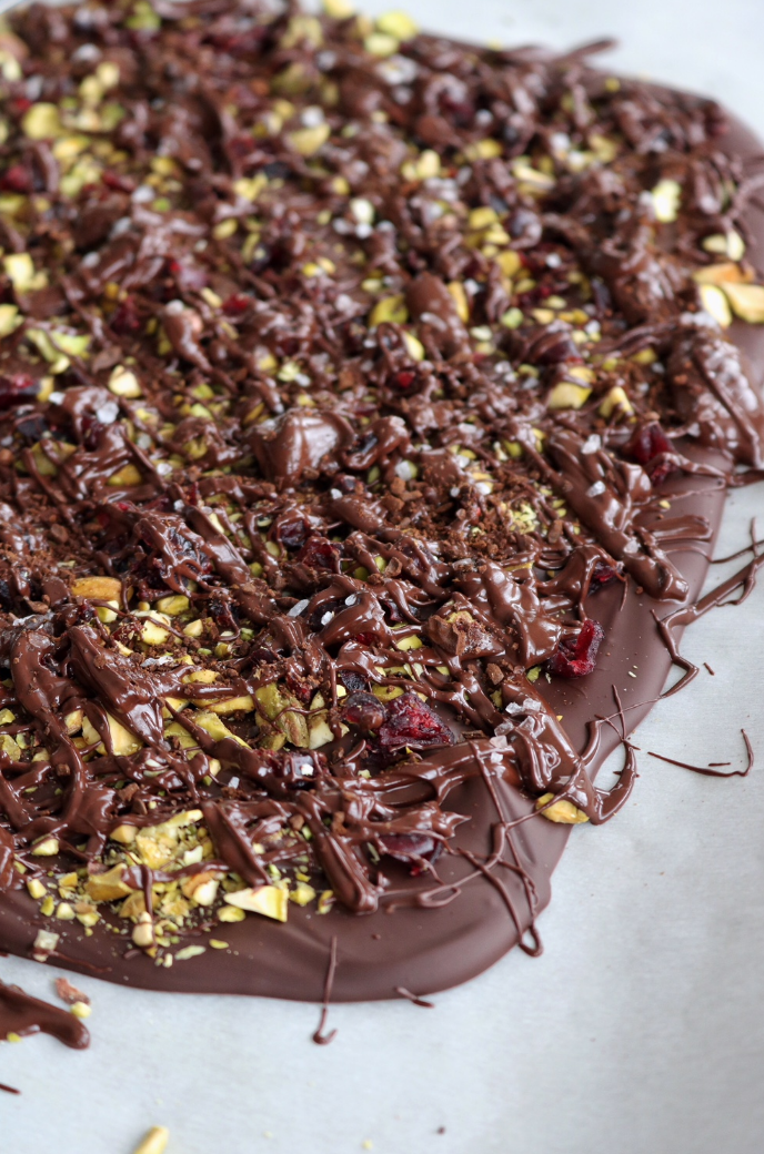 Dark Chocolate Pistachio Cranberry Bark