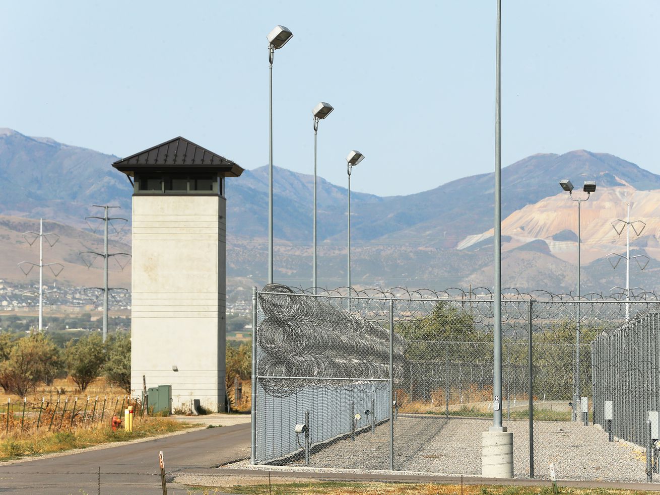 A guard tower at the Utah State Prison on Monday, Sept.
14, 2020.