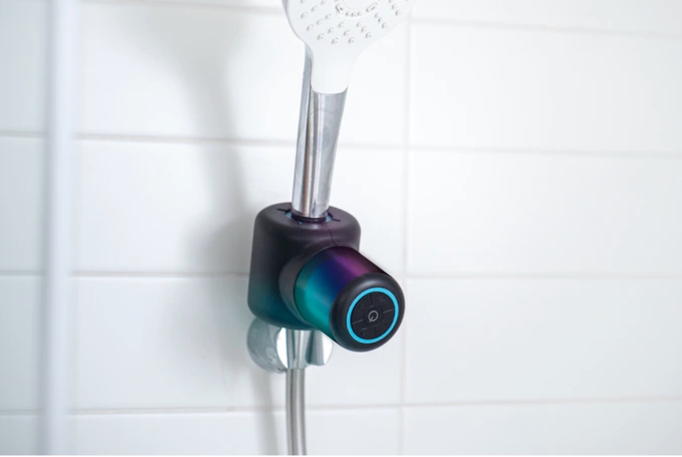 Shower Power is a hydropowered shower speaker that generates 100% of its power from water.