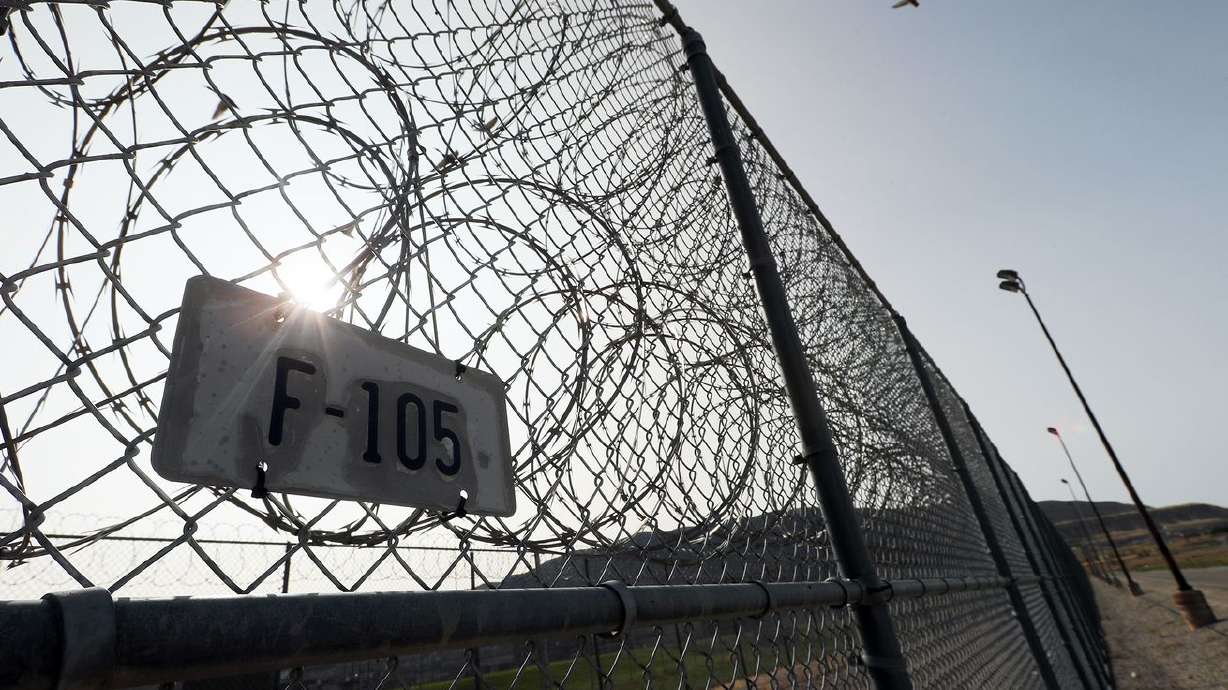 Razor wire surrounds the Utah State Prison on Monday
Sept. 14, 2020.