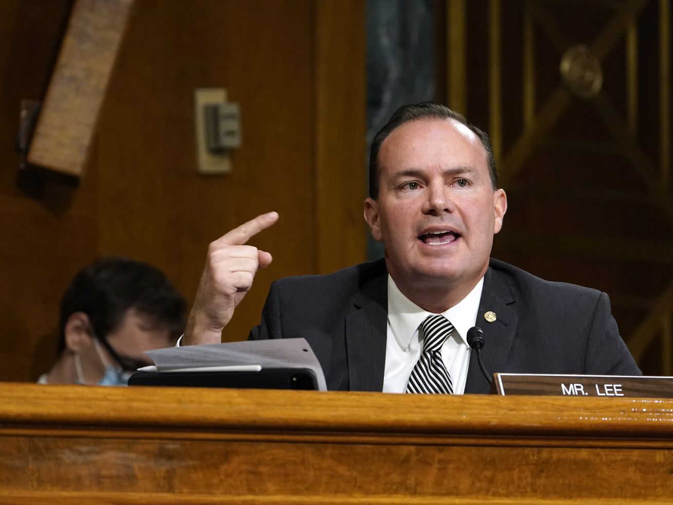 Sen. Mike Lee, R-Utah, speaks during a Senate Judiciary
Committee hearing on Capitol Hill in Washington, Tuesday, Nov. 10,
2020.