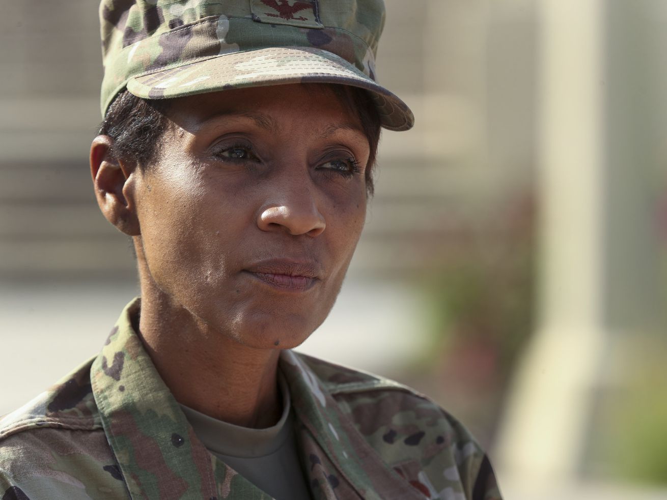 Col. Jenise M. Carroll, the new 75th Air Base Wing
commander at Hill Air Force Base, talks about her new position at
the base near Clearfield on Monday, Aug. 3, 2020.