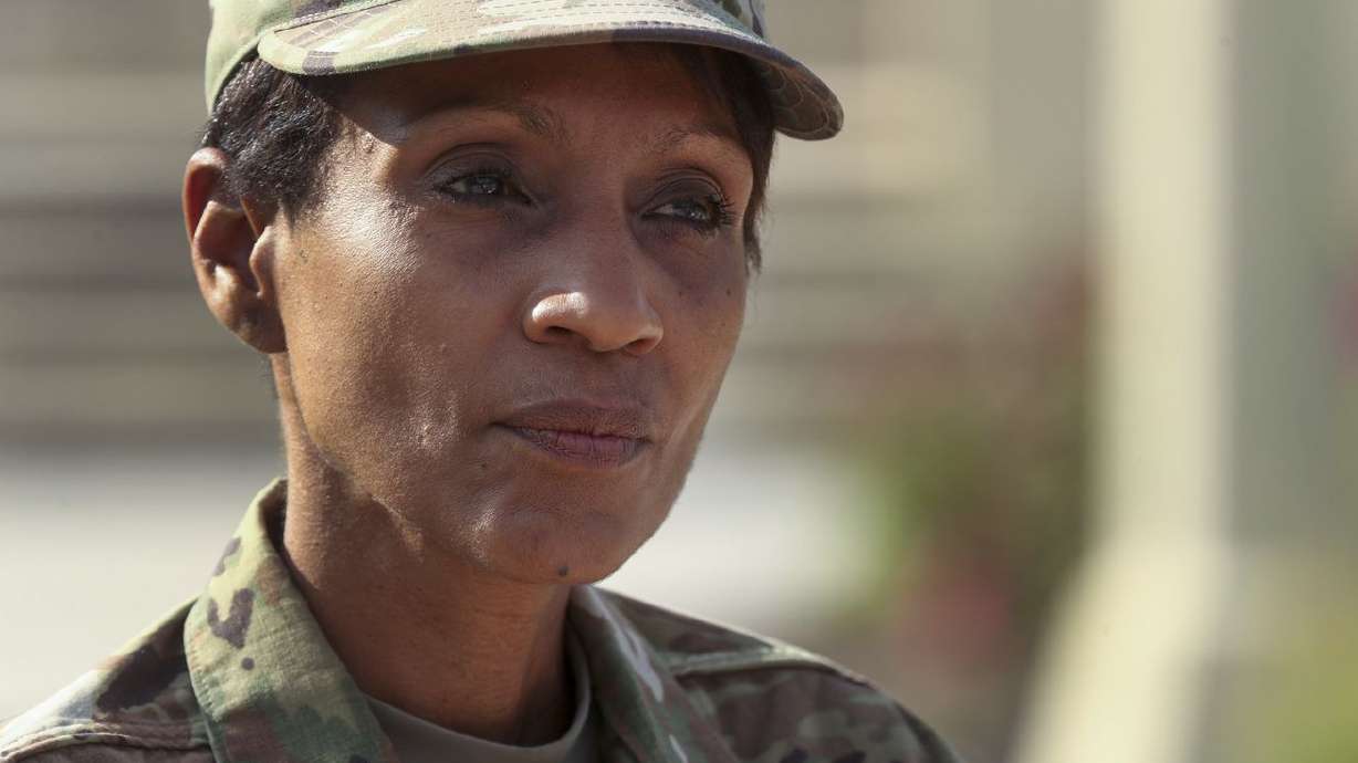 Col. Jenise M. Carroll, the new 75th Air Base Wing
commander at Hill Air Force Base, talks about her new position at
the base near Clearfield on Monday, Aug. 3, 2020.