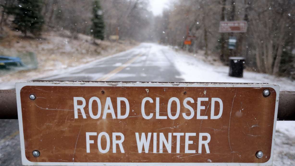 The road is closed for winter in upper Millcreek Canyon on Monday, Nov. 23, 2020.