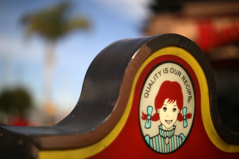 FILE PHOTO: A Wendy's fast food restaurant sign is seen in Los Angeles, California U.S. November 7, 2017. REUTERS/Lucy Nicholson