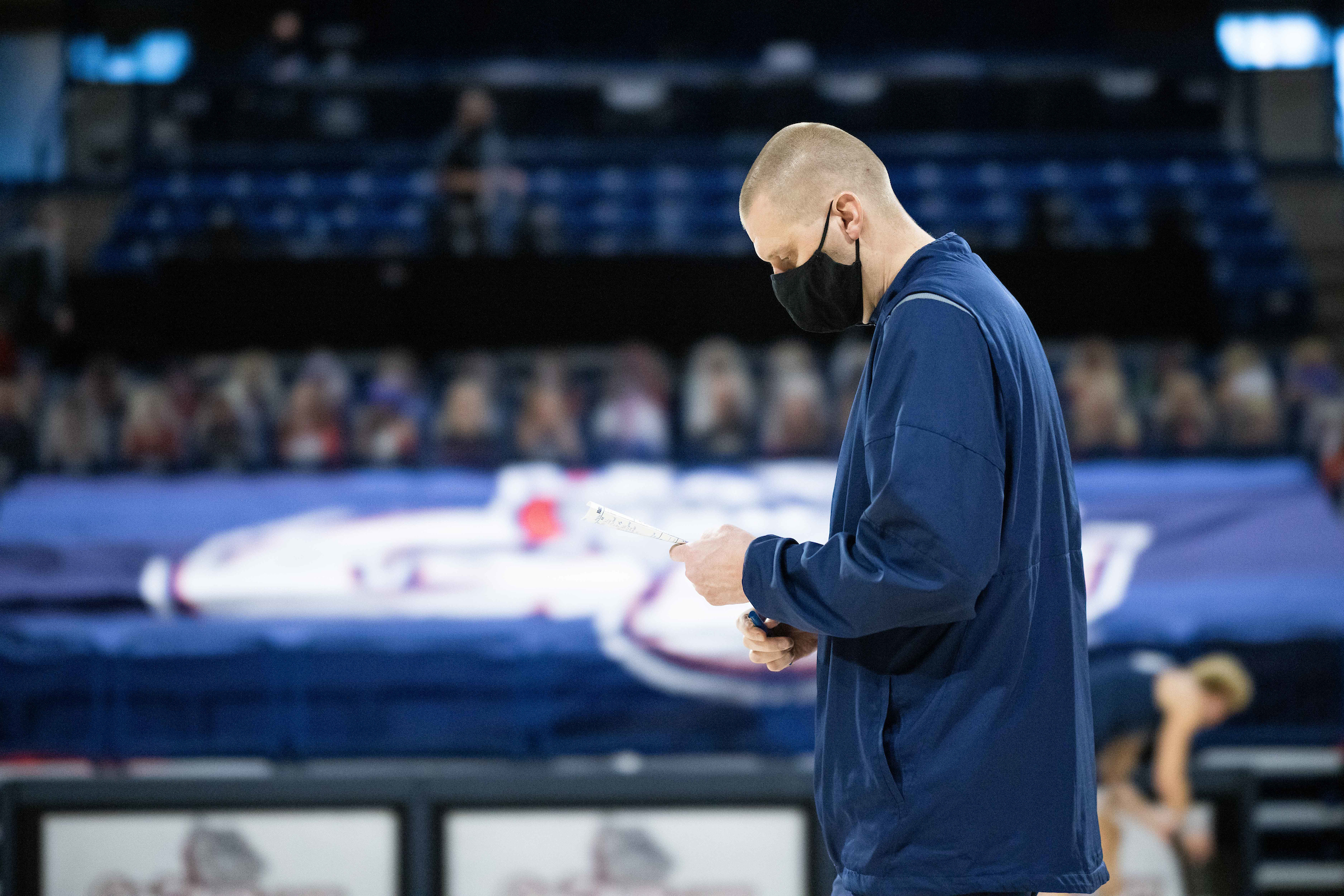 BYU coach Mark Pope before the Cougars faced No. 1 Gonzaga, Thursday, Jan. 7, 2021 in Spokane, Washington.