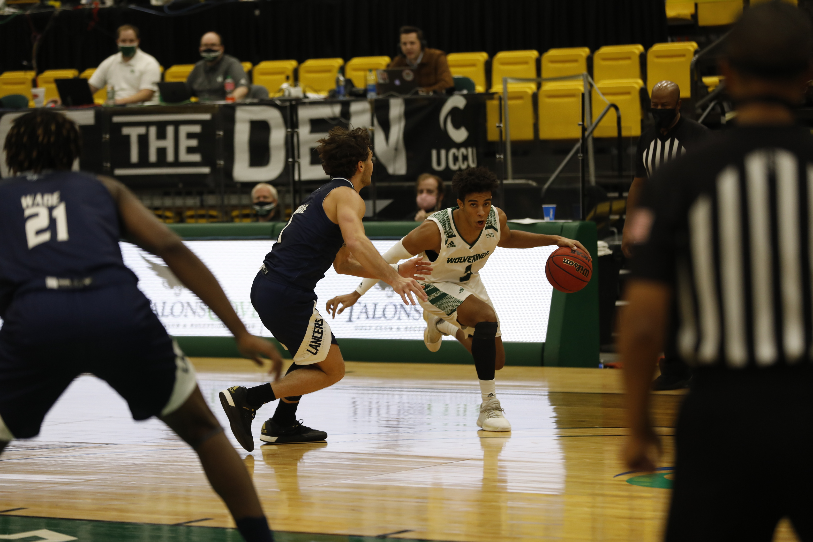 UVU guard Blaze Neild drives against Cal Baptist in a Western Athletic Conference basketball game, Friday, Jan. 8, 2021 in Orem.
