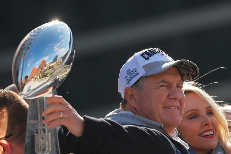 FILE PHOTO: New England Patriots head coach Bill Belichick smiles during a victory parade after winning Super Bowl LIII, in Boston, Massachusetts, U.S., February 5, 2019.   REUTERS/Brian Snyder/File Photo