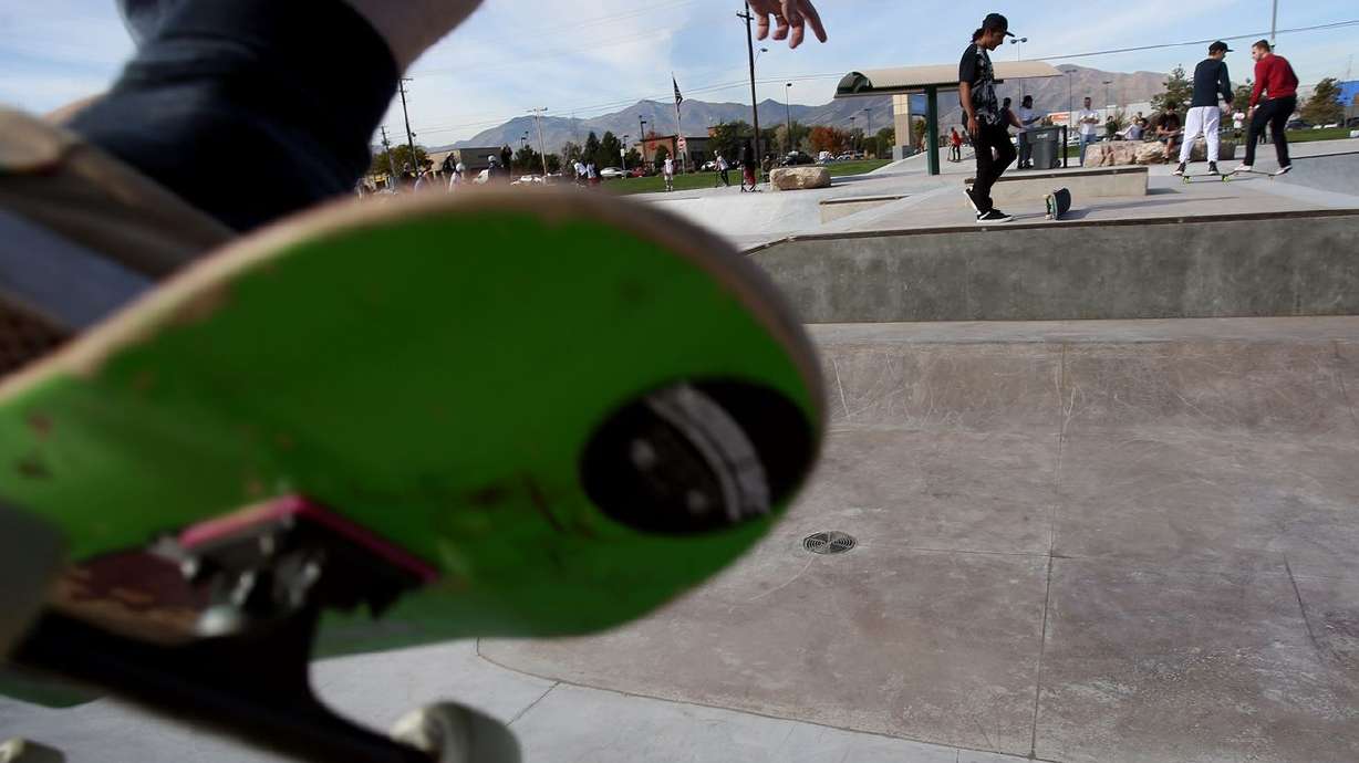 People skate, bike and ride scooters at the West Valley
Skatepark at Centennial Park in West Valley City in this file photo
from Oct. 8, 2016.