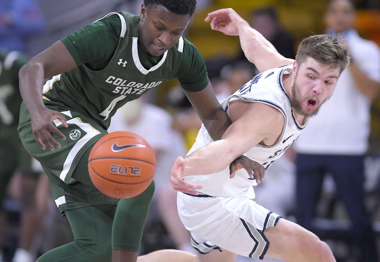 Rollie Worster against Colorado State during Utah State's 84-76 loss to the Rams, Thursday, Jan. 21, 2021 in Logan.