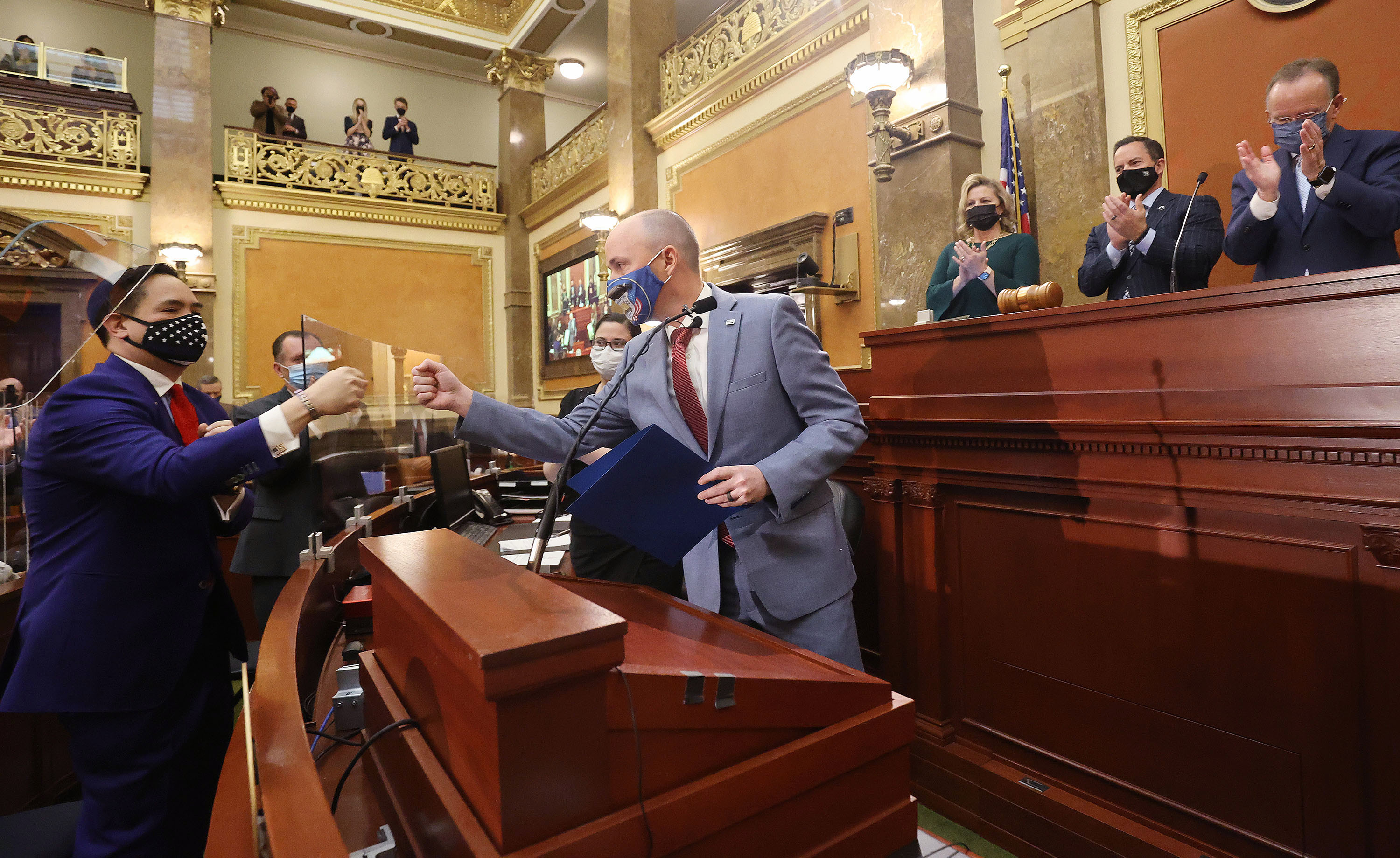 Gov. Spencer Cox delivers his first State of the State address in the Utah House chamber at the Capitol in Salt Lake City on Thursday, Jan. 21, 2021.