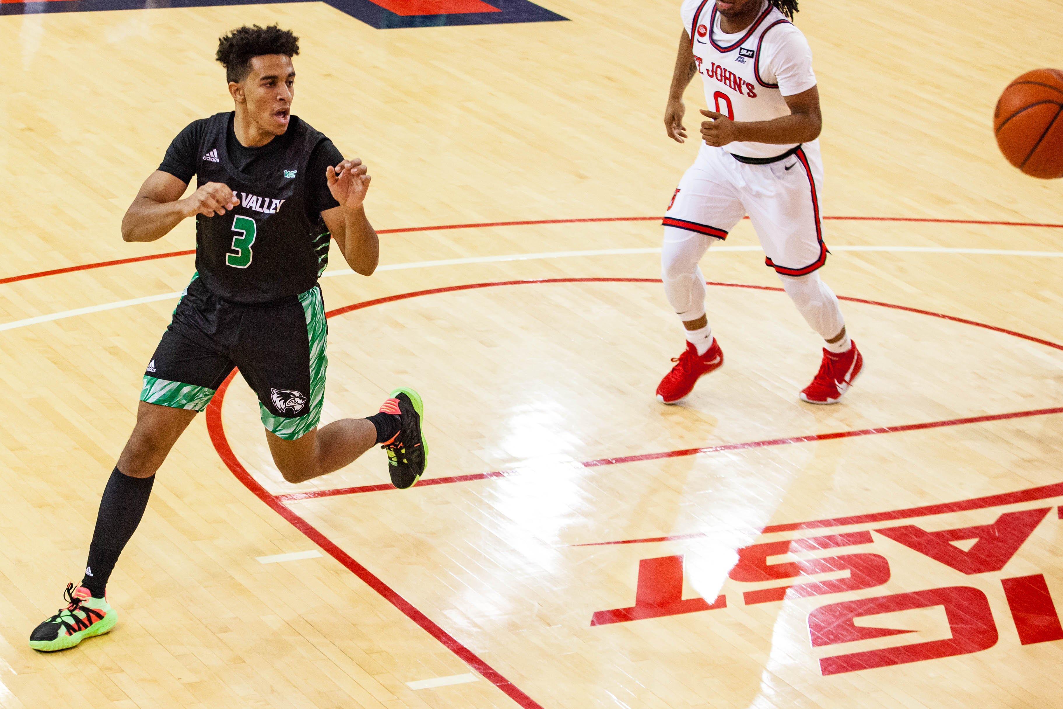 Utah Valley guard Blaze Nield catches a pass in the post during a game against St. John's, Saturday, Jan. 23, 2021 in Queens, N.Y.