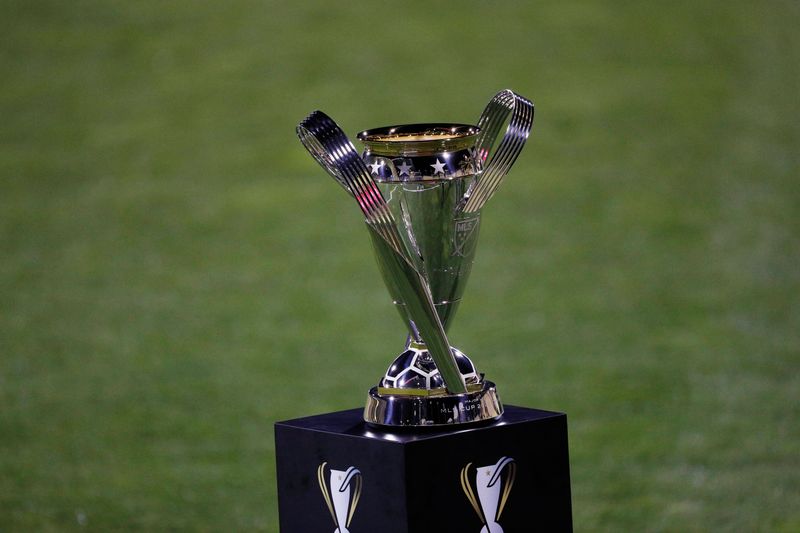 FILE PHOTO: Dec 12, 2020; Columbus, Ohio, USA; A general view of the MLS Cup championship trophy on display before the 2020 MLS Cup Final between the Seattle Sounders and the Columbus Crew at MAPFRE Stadium. Mandatory Credit: Trevor Ruszkowski-USA TODAY Sports/File Photo